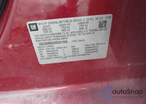 2017 Chevrolet Silverado 1500 2Lt from USA, damaged, VIN 3GCUKREC0HG251899